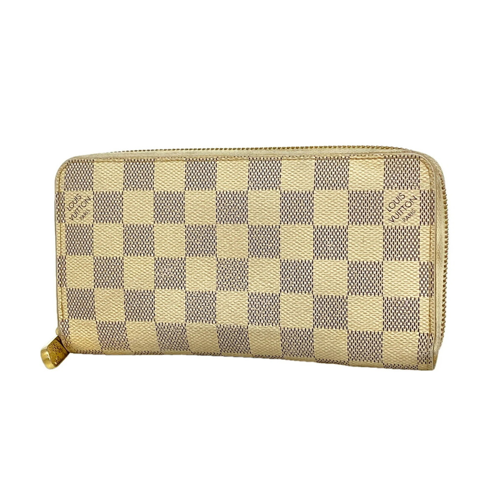 Louis Vuitton Damier Azur Zippy Wallet N41660 White Women's Long